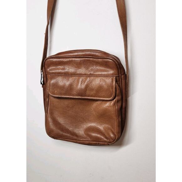 Vintage Y2K Wilson's Leather Cross Body Messenger Bag Brown Satchel Purse - Picture 10 of 15